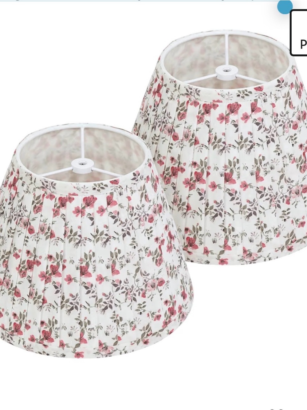 Floral Pleated Lamp Shade Set - Pink Floral